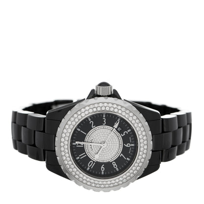 Chanel Stainless Steel Ceramic Diamond Pave Bezel Dial 33mm J12 Quartz Watch Black 2 of 5