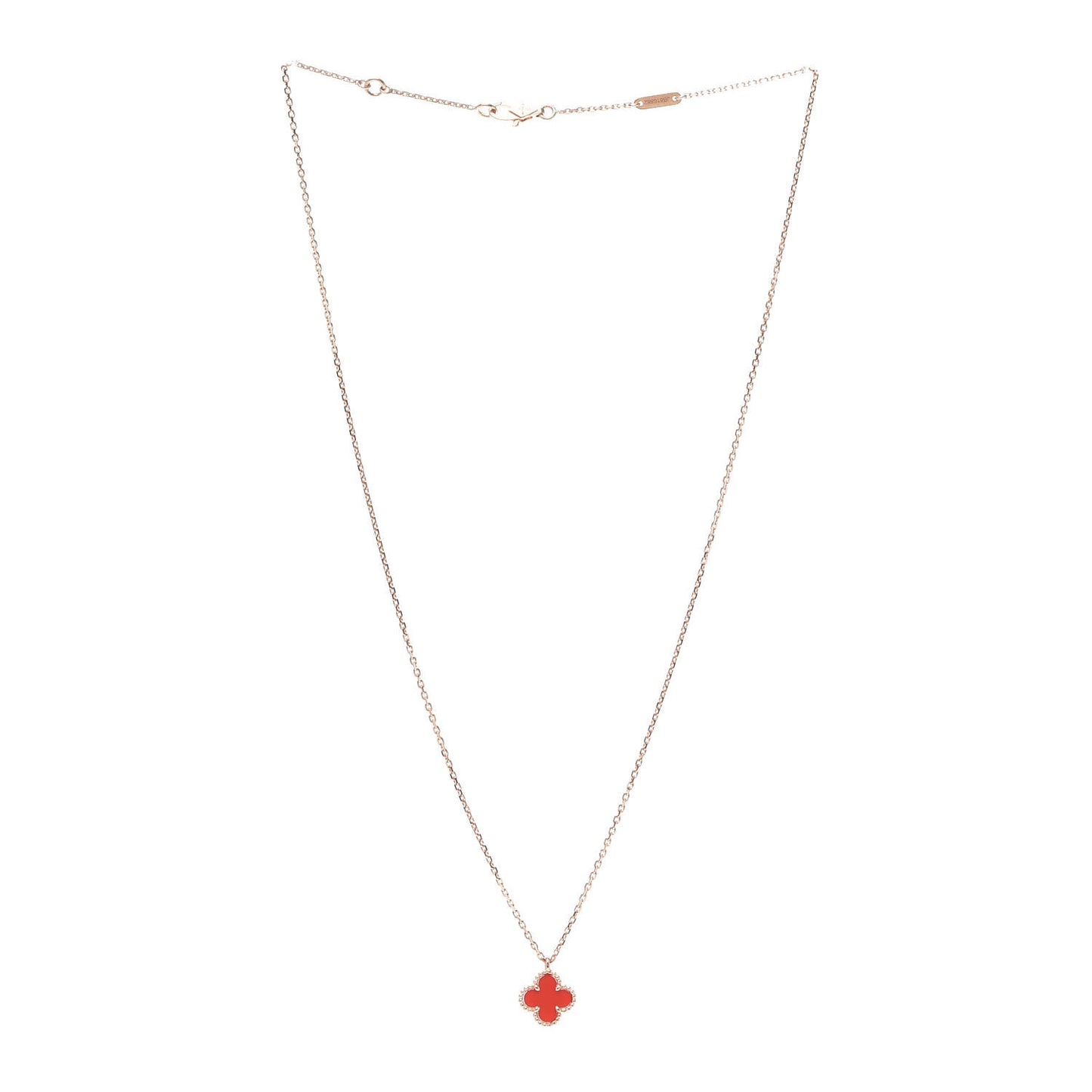 18K Rose Gold Carnelian Sweet Alhambra Pendant Necklace