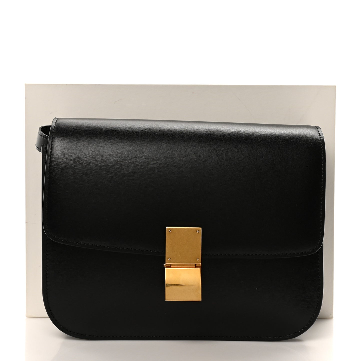 Box Calfskin Medium Classic Box Flap Bag Black