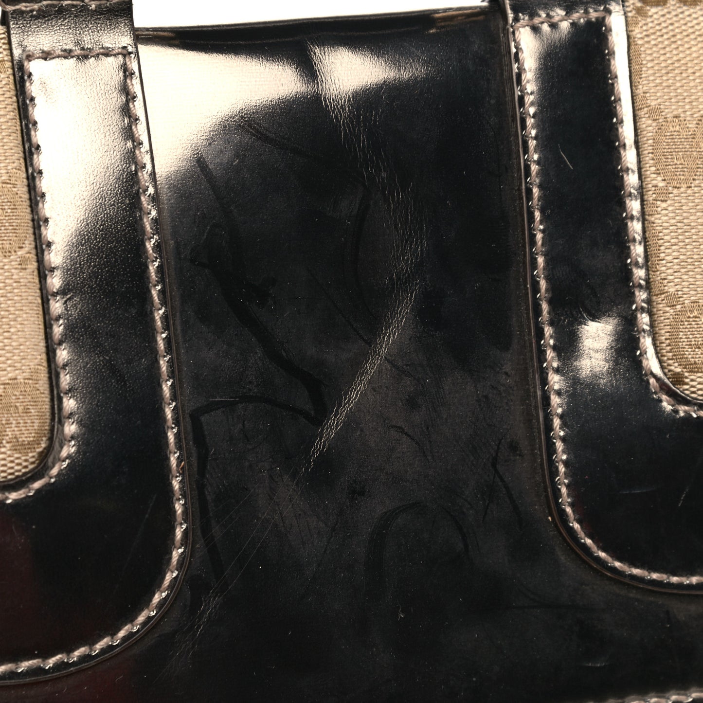 Monogram Large Pop Bamboo Top Handle Tote Pewter