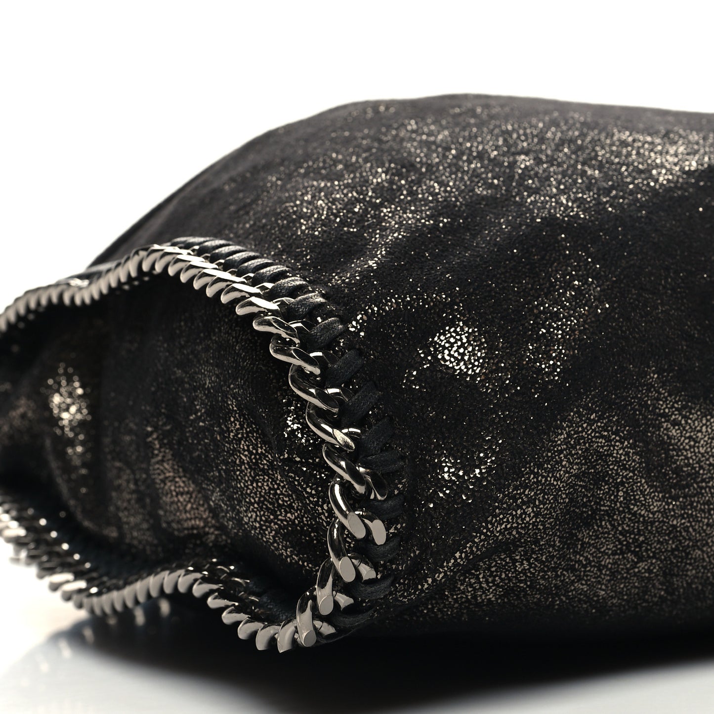 Chamois Shiny Dotted Falabella Fold Over Tote Ruthenium