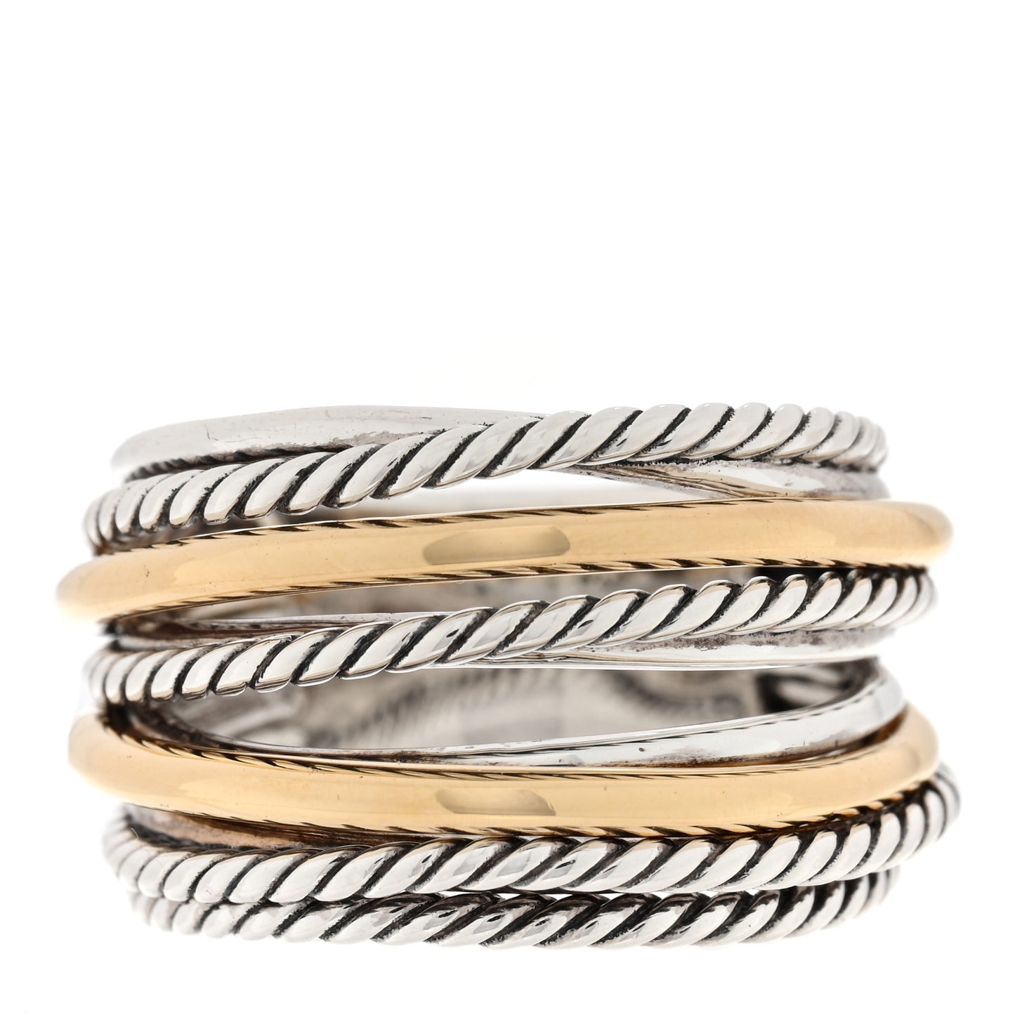 Sterling Silver 18K Yellow Gold Wide Crossover Collection Ring 58 8.25