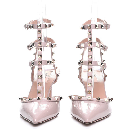 Valentino Garavani Patent Rockstud Ankle Strap Low Heel Pumps 39.5 Poudre 2 of 8