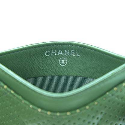 Chanel Perforated Lambskin Quilted Card Holder Green 6 of 12