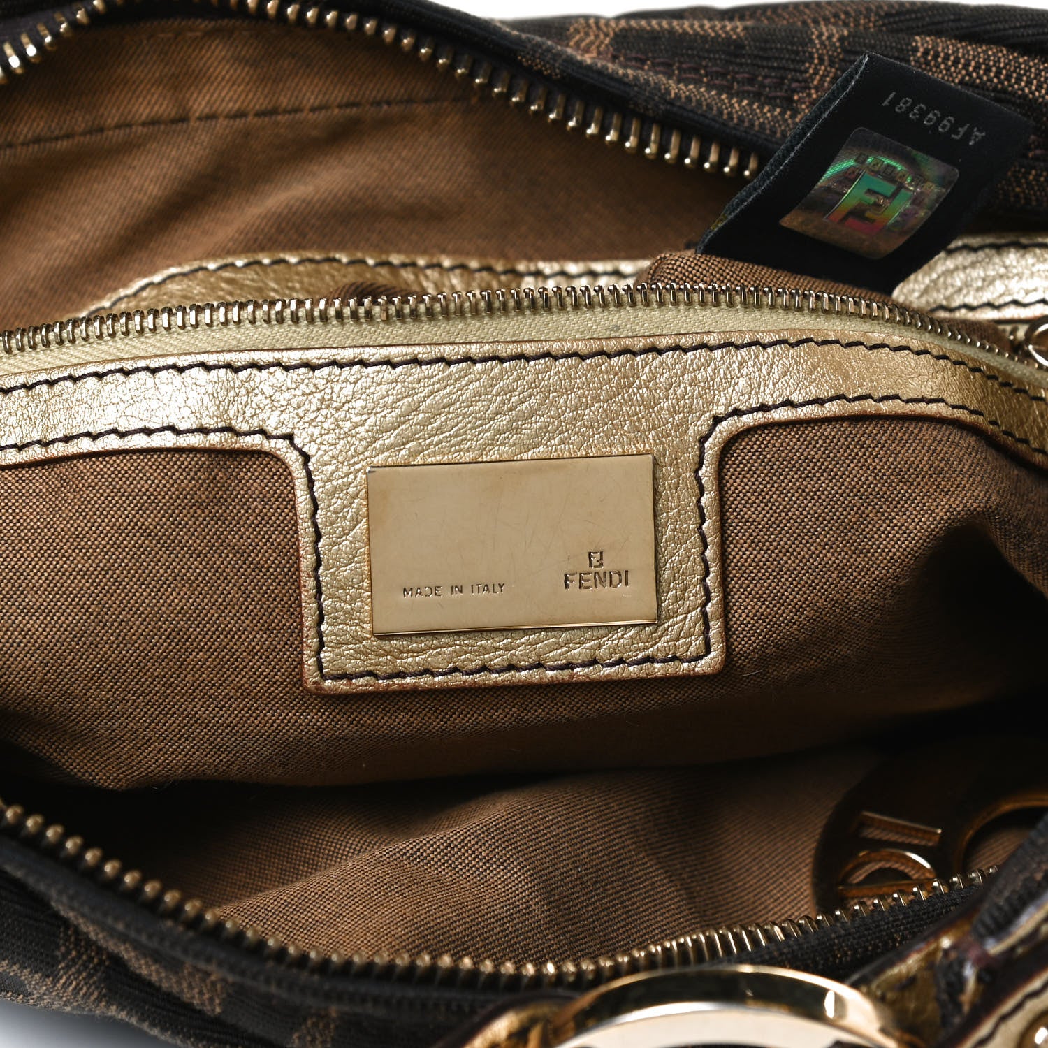Fendi Zucca Laminated Vachetta Small Chef Hobo Tobacco Bronzo 5 of 12