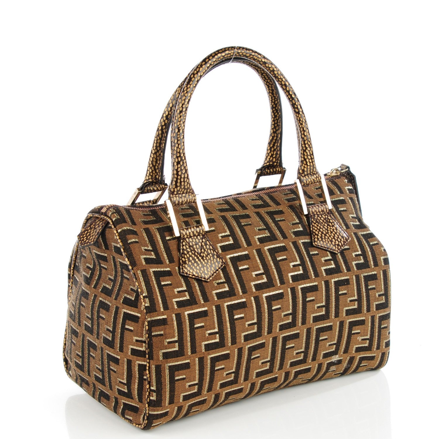 Fendi Zucca Vitello Medium Chef Boston Tobacco Oro Moro 3 of 8