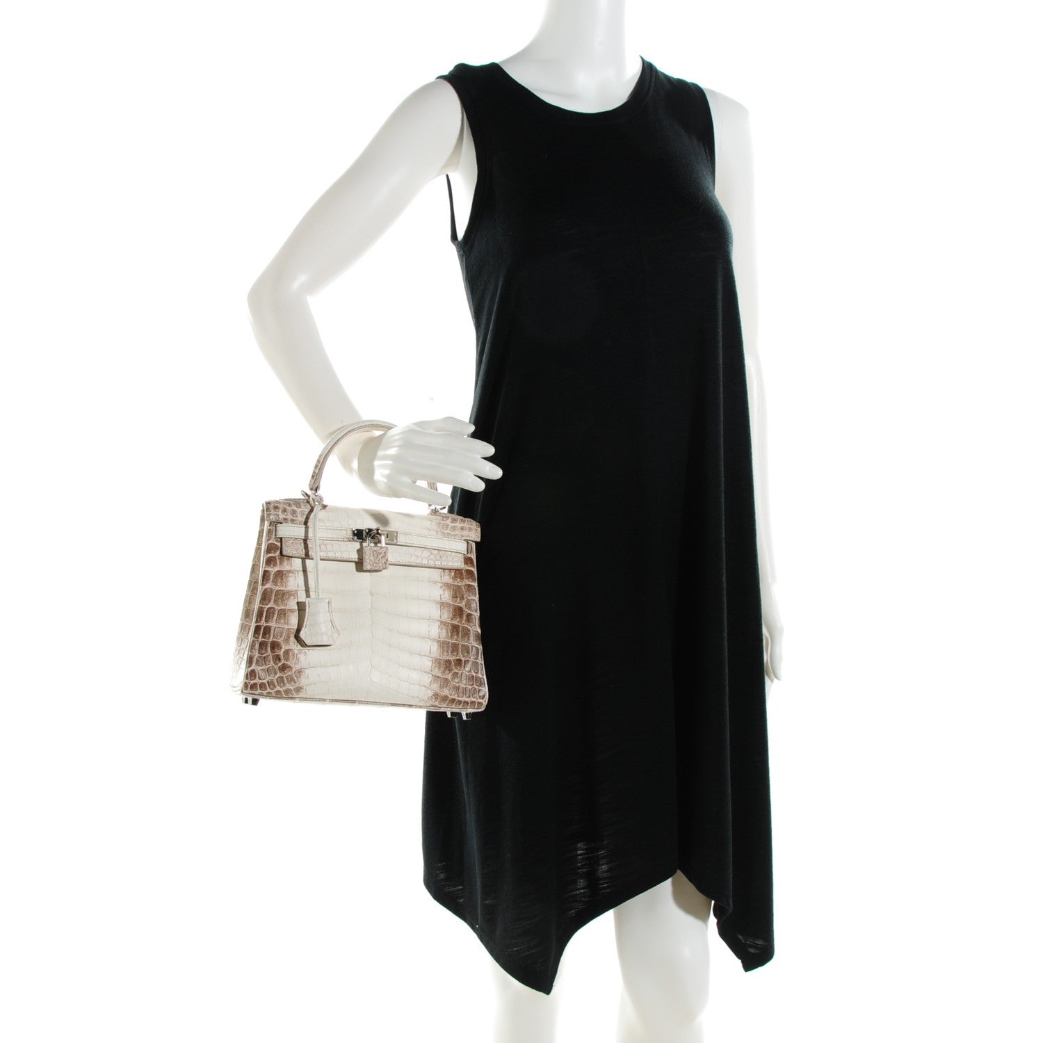 Hermes Matte Niloticus Crocodile Himalaya Kelly Retourne 25 White 2 of 32