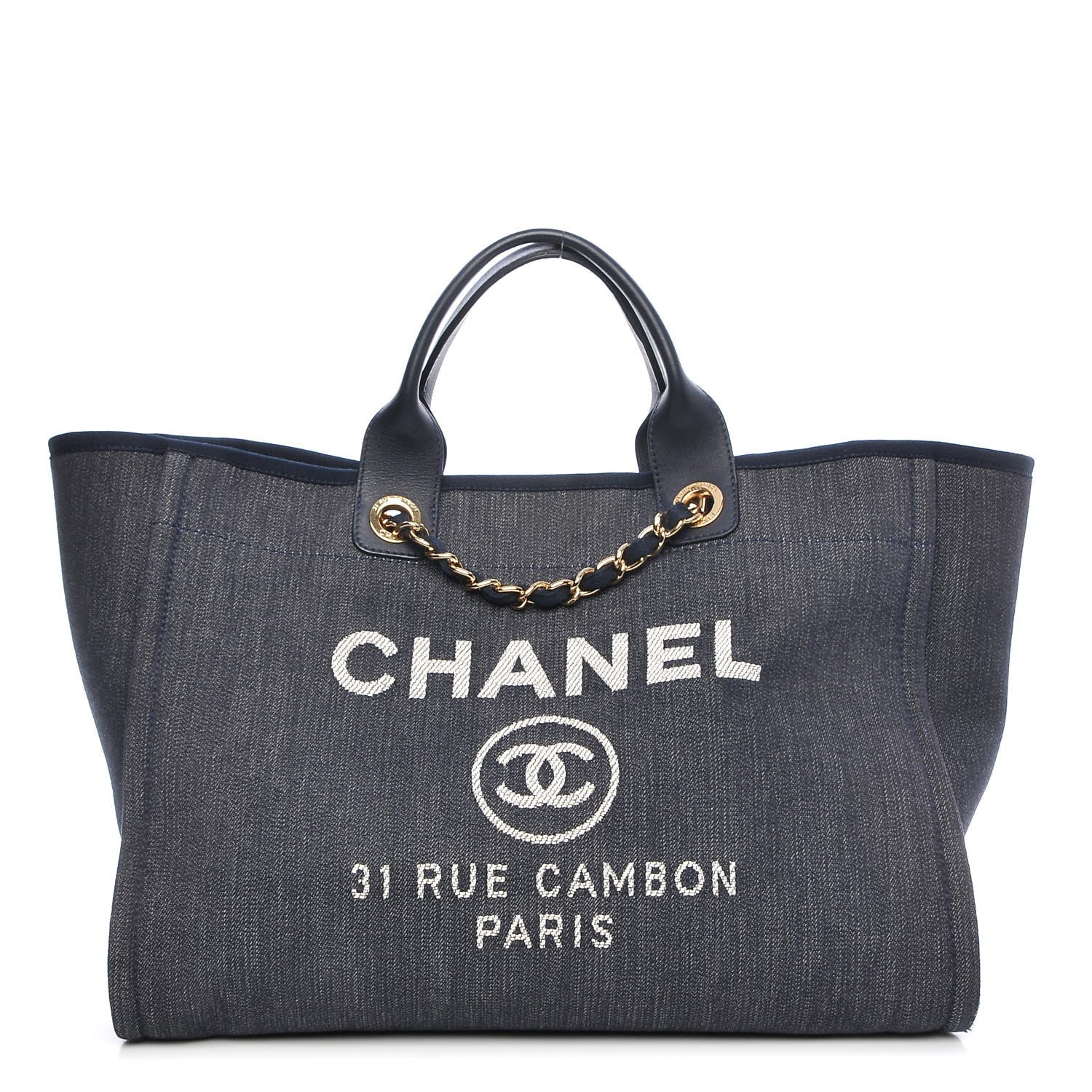 Chanel Denim Large Deauville Tote Dark Blue 1 of 9