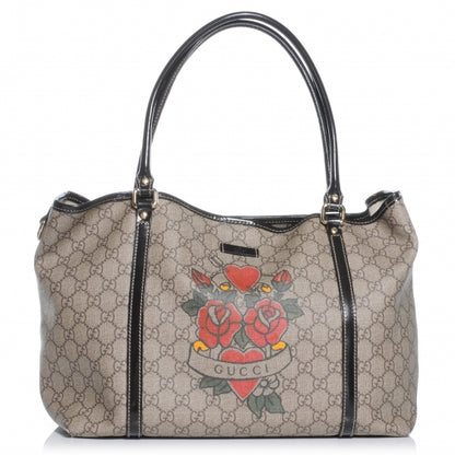 Gucci GG Plus Monogram Tattoo Heart Medium Joy Tote Ebony 1 of 8