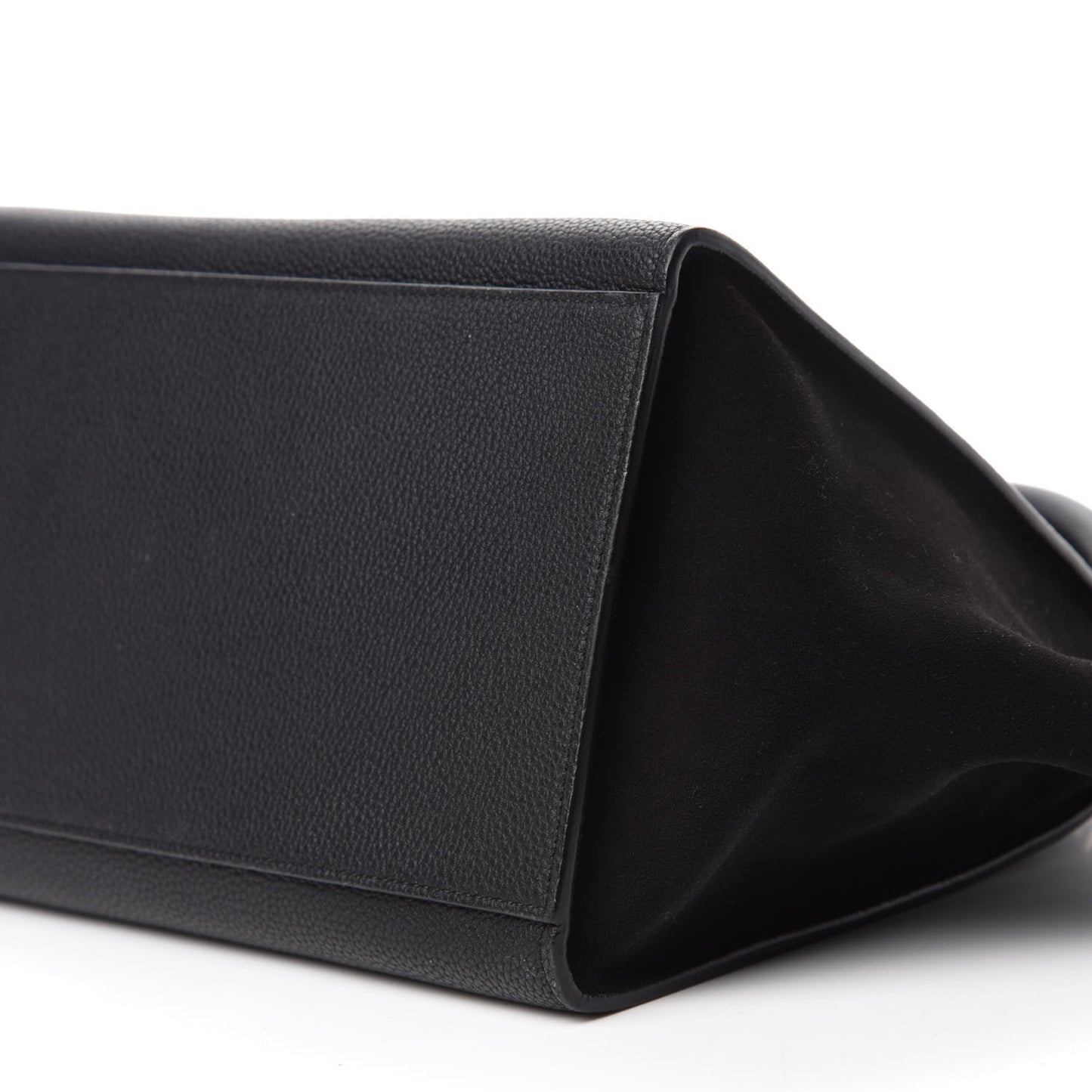 Drummed Calfskin Suede Small Trapeze Black