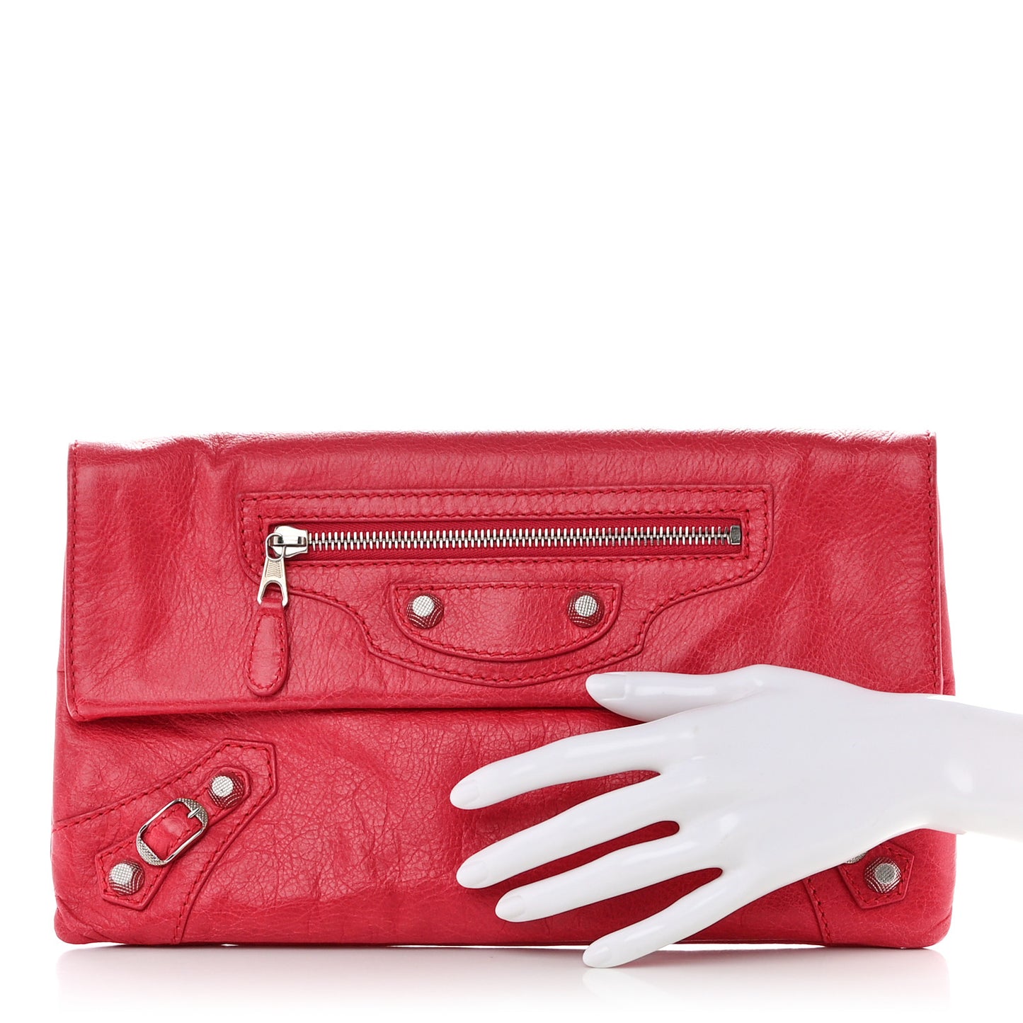 Agneau Giant 12 Silver Hardware Envelope Clutch Rose Thulian