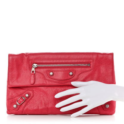 Balenciaga Agneau Giant 12 Silver Hardware Envelope Clutch Rose Thulian 2 of 8