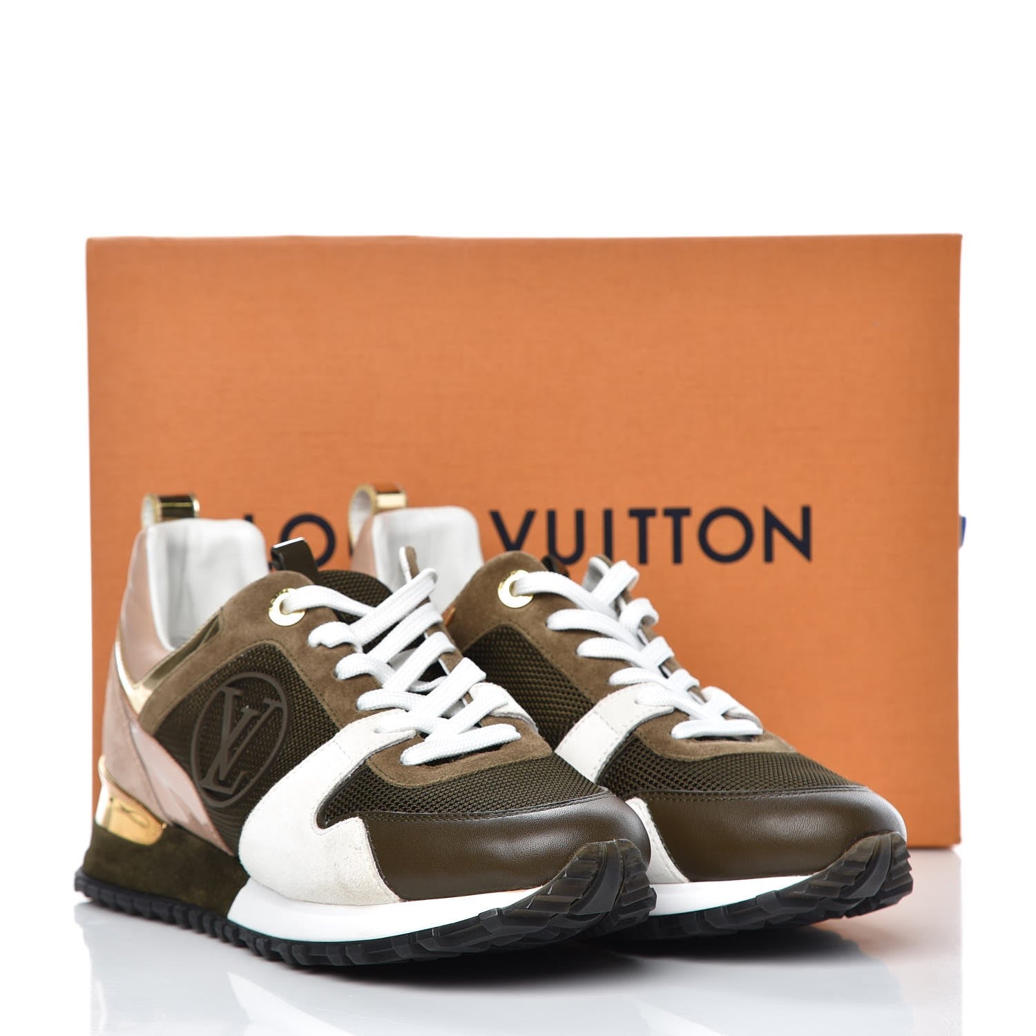 Louis Vuitton Suede Calfskin Run Away Sneakers 36 Kaki 11 of 11