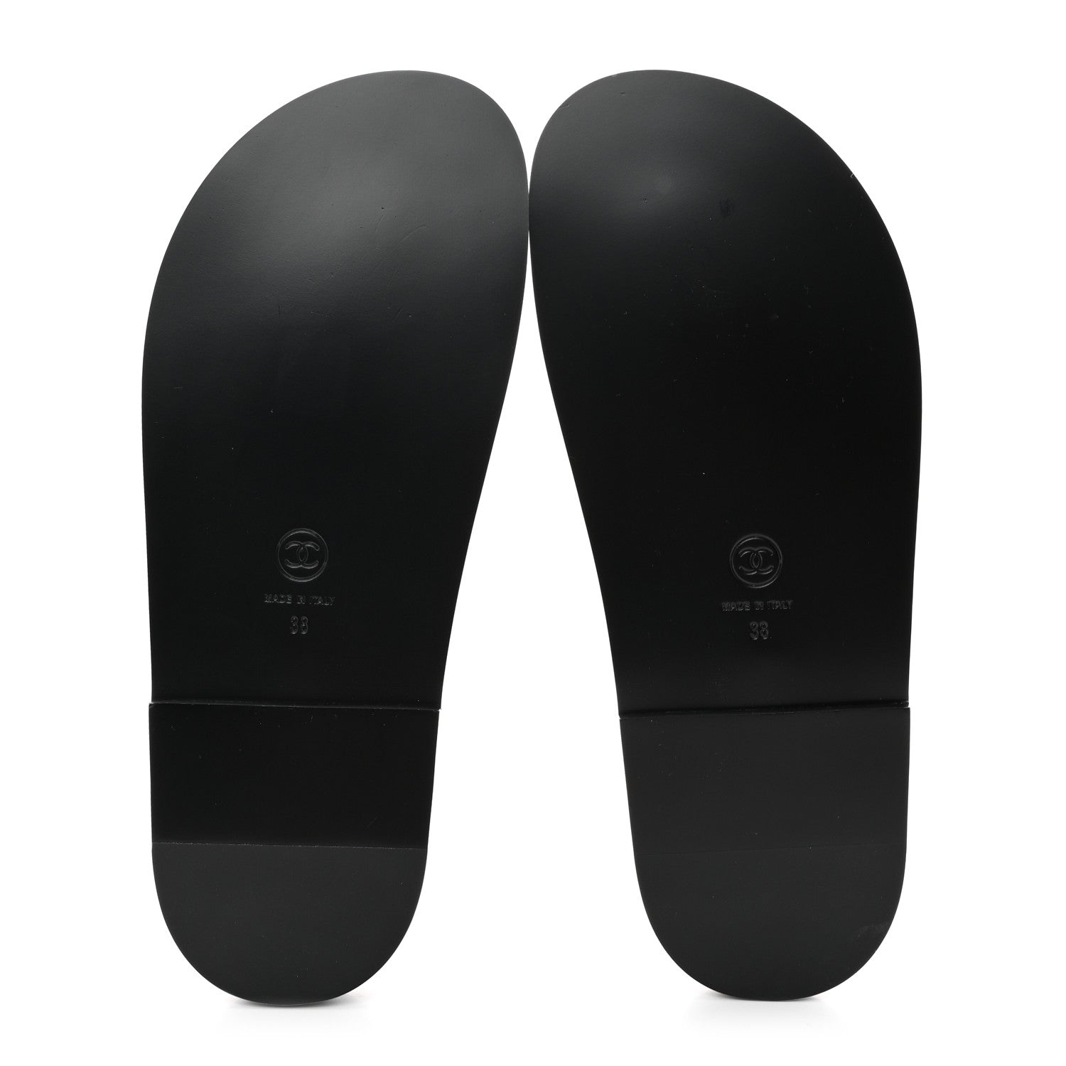 Chanel Lambskin Quilted Velcro Dad Chain CC Slide Sandals 38 Black 5 of 9