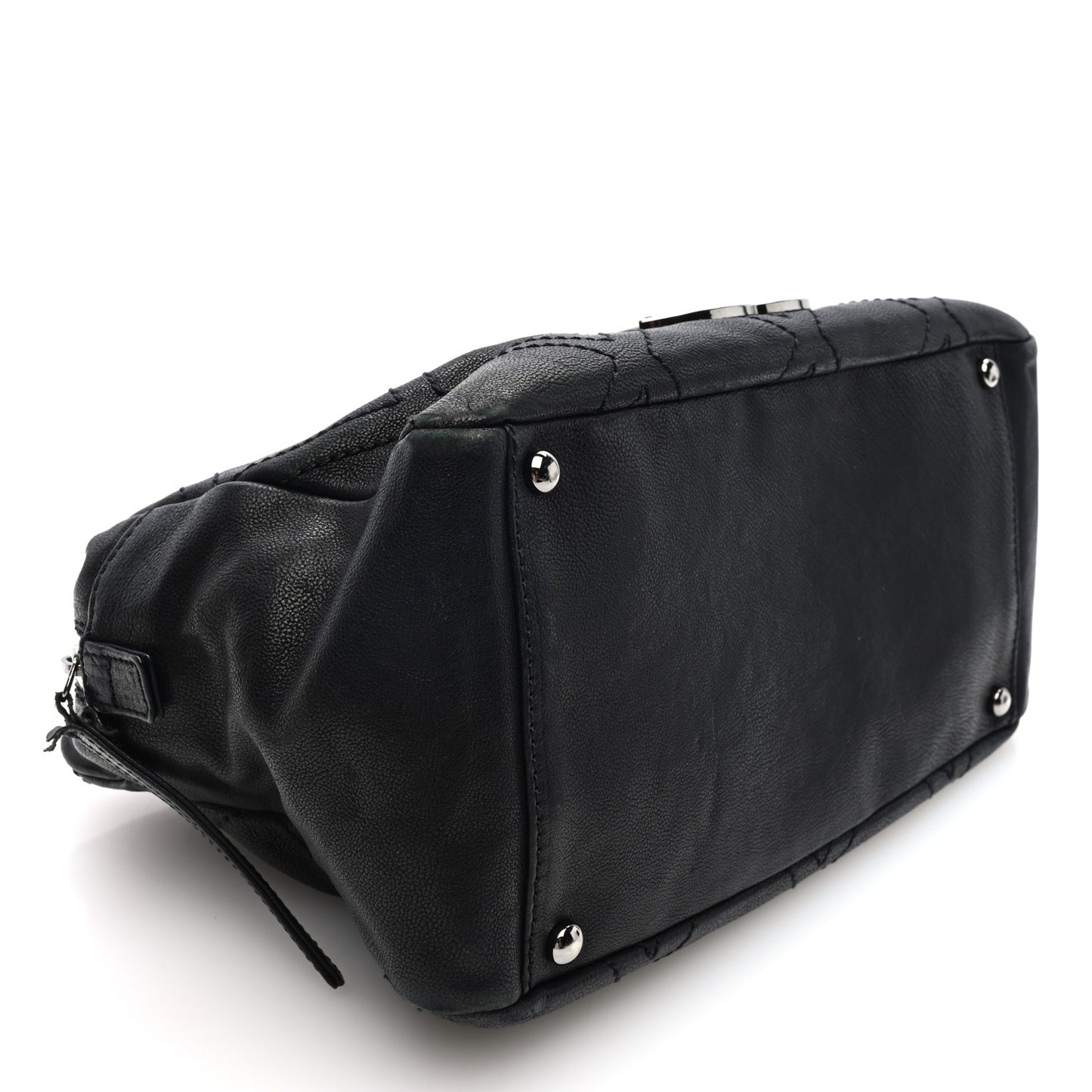 Calfskin Small Diamond Stitch Tote Black