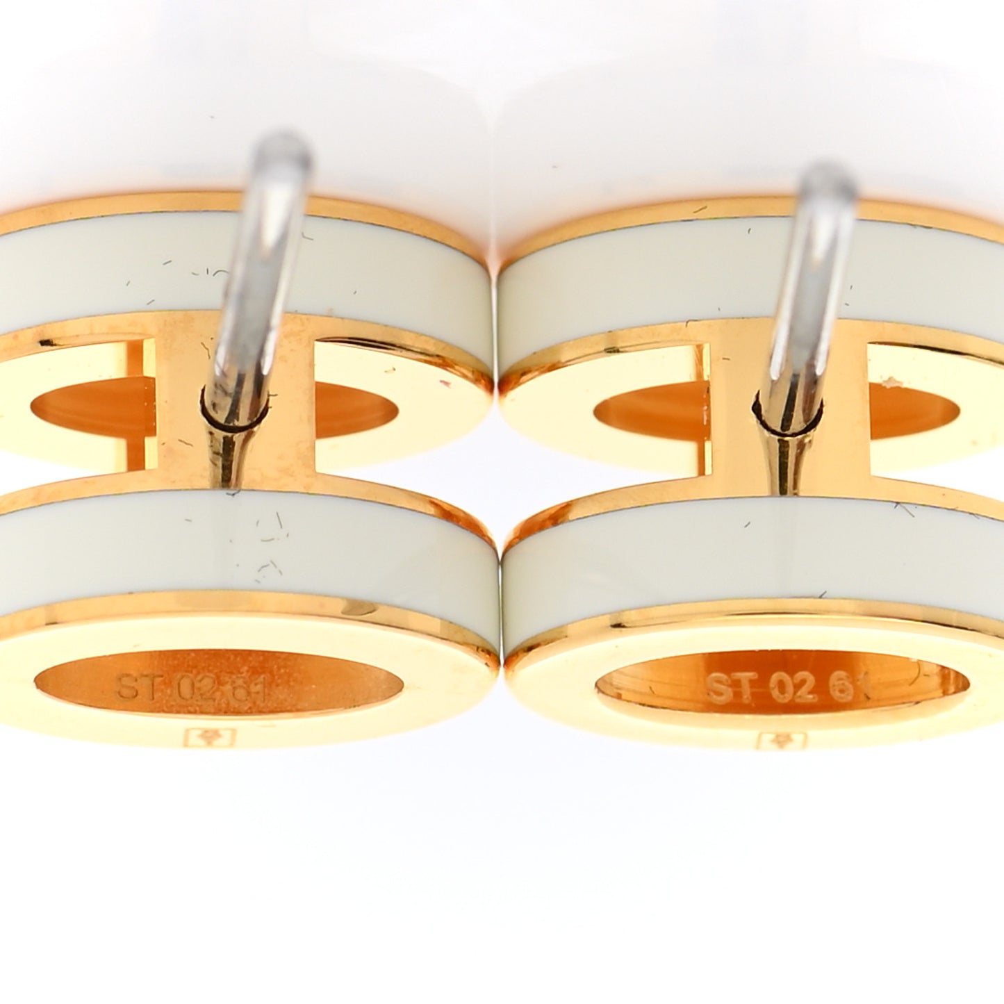 Gold Lacquered Mini Pop H Earrings White