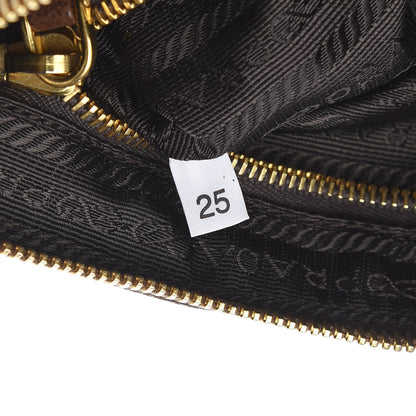 Prada Goatskin Grommet Whipstitch Shoulder Bag Palissandro 6 of 12