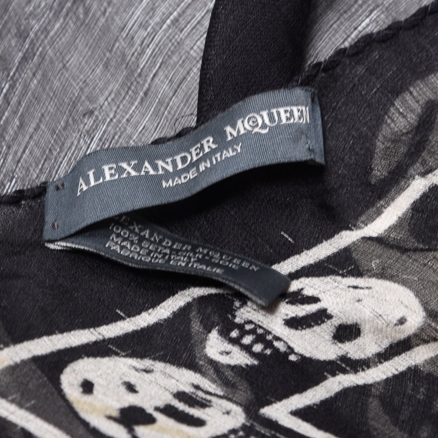 Alexander McQueen Silk Chiffon Skull Scarf Black Ivory 5 of 5