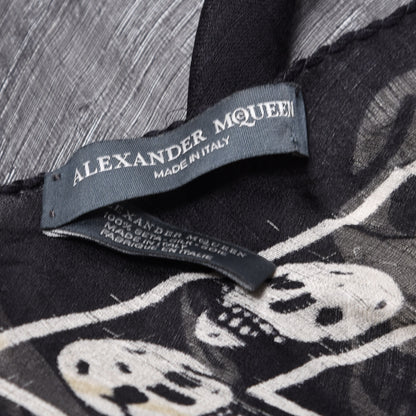 Alexander McQueen Silk Chiffon Skull Scarf Black Ivory 5 of 5