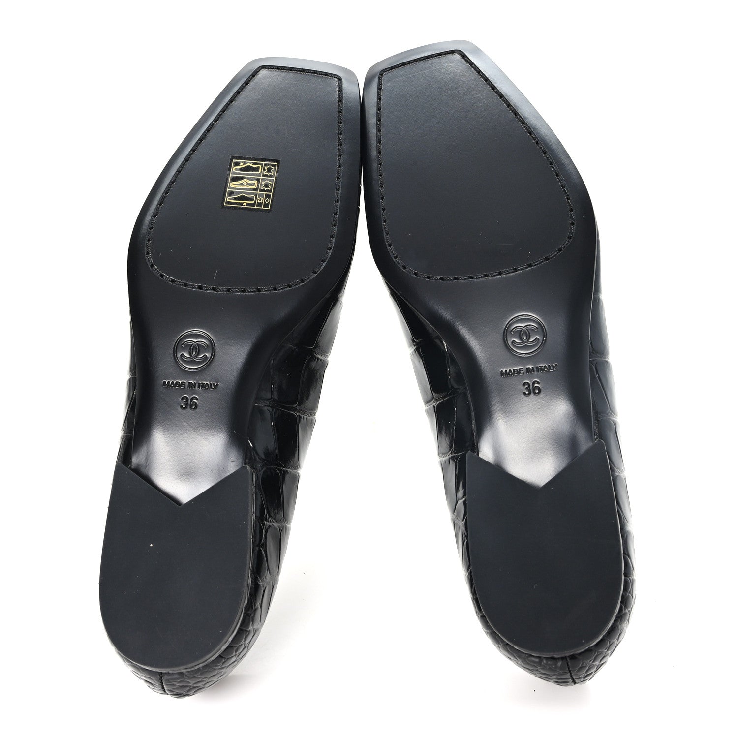Chanel Patent Calfskin Crocodile Embossed Ballet Flats 36 Black 6 of 10