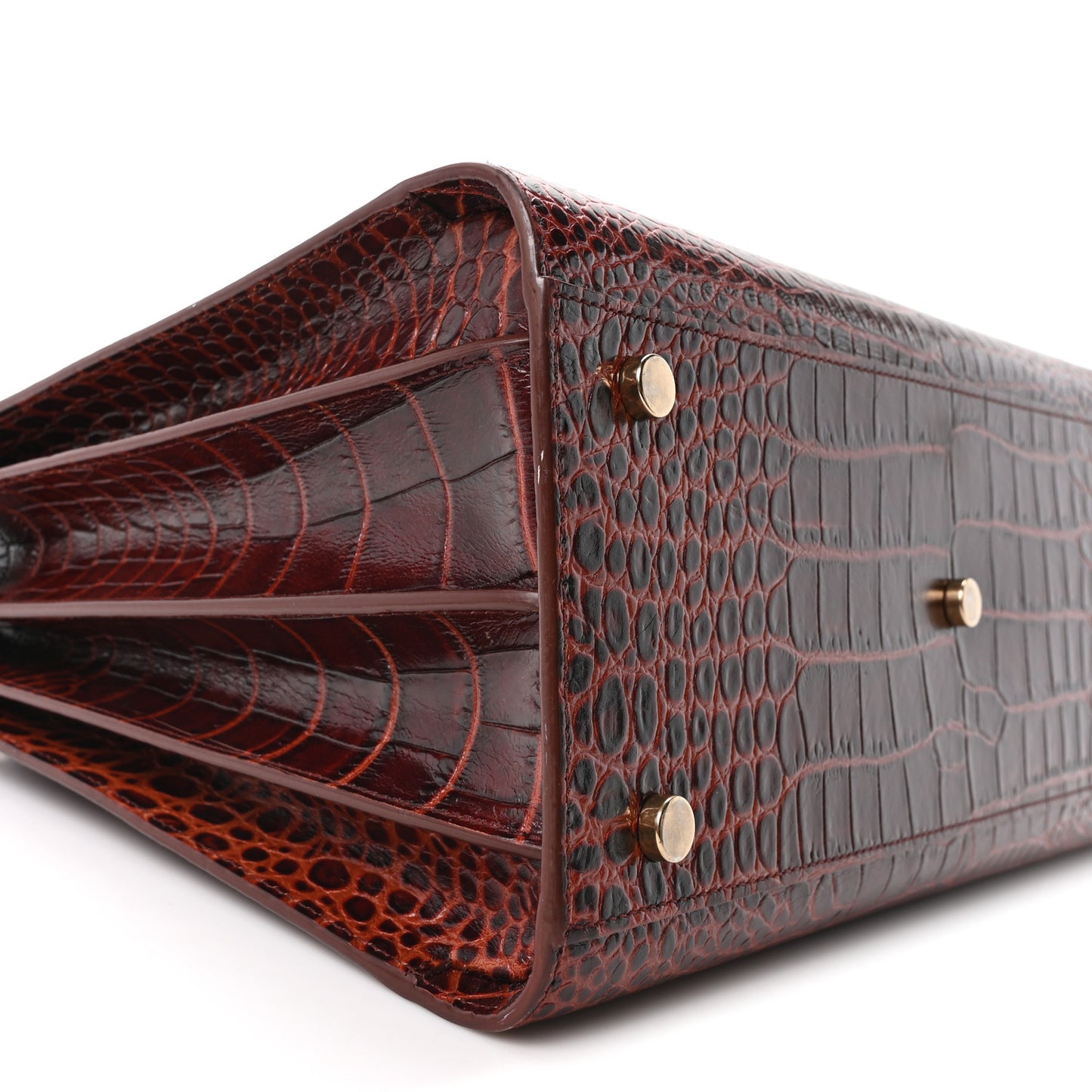 Calfskin Crocodile Embossed Small Sac De Jour Dark Blood