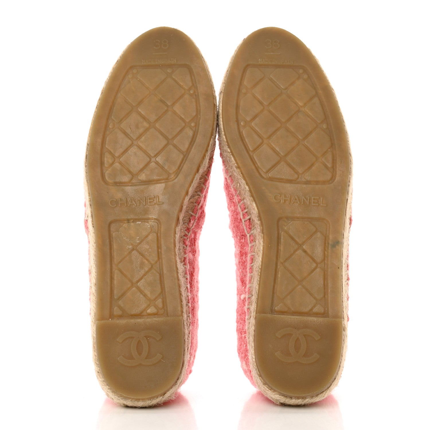 Chanel Tweed Grosgrain CC Espadrilles 38 Pink Black 5 of 10