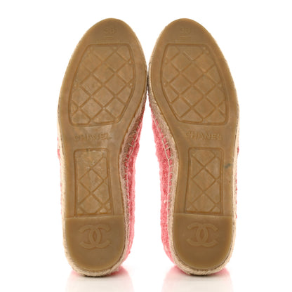 Chanel Tweed Grosgrain CC Espadrilles 38 Pink Black 5 of 10