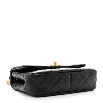 Chanel Glazed Calfskin Quilted Mini Pearl Side Flap Black 4 of 11