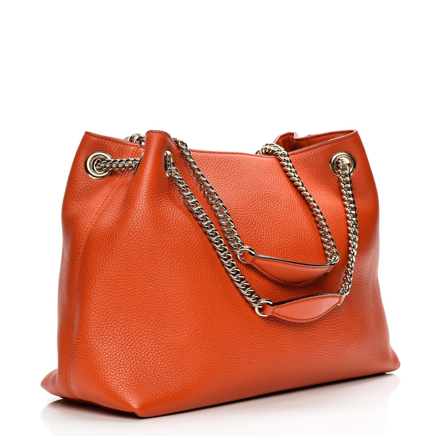 Pebbled Calfskin Medium Soho Chain Shoulder Bag Sun Orange