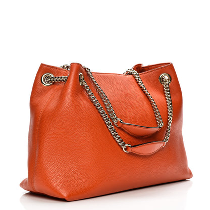 Gucci Pebbled Calfskin Medium Soho Chain Shoulder Bag Sun Orange 3 of 7