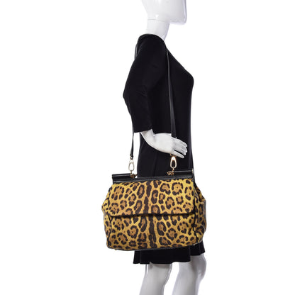 Dolce & Gabbana Canvas Leopard Print Large Miss Sicily Satchel 3 of 9