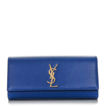 Saint Laurent Grain De Poudre Classic Monogram Clutch Royal Blue 8 of 14