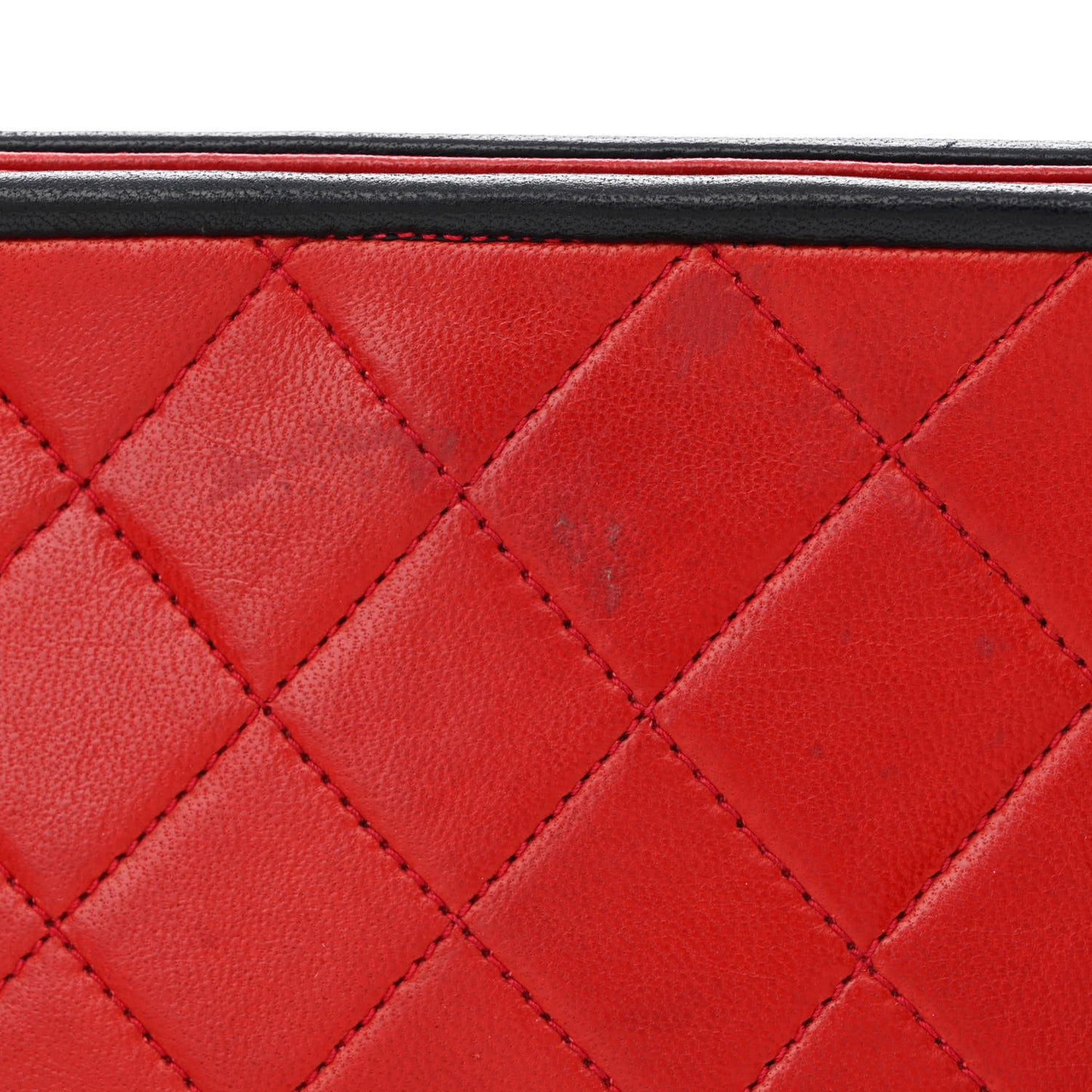 Lambskin Quilted Framed Bag Red Black
