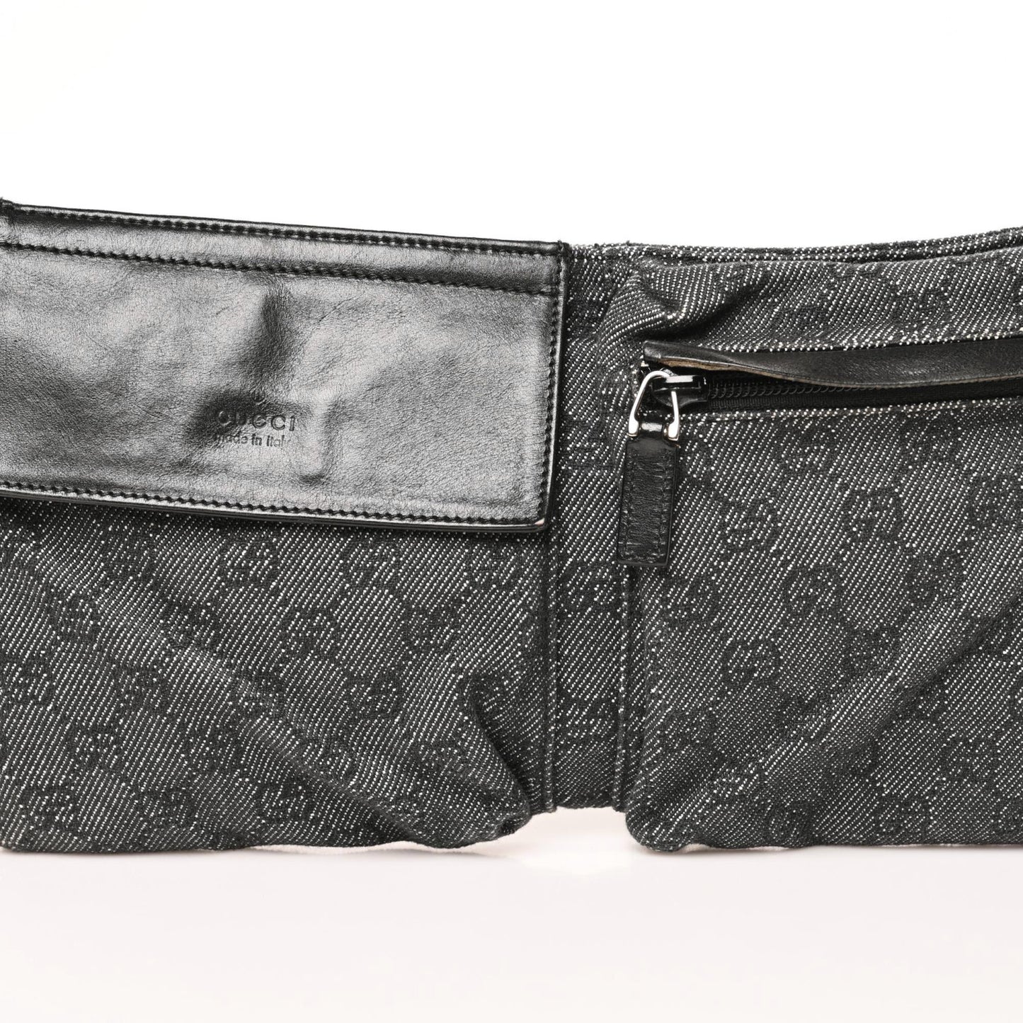 Denim Monogram Double Pocket Belt Bag Black