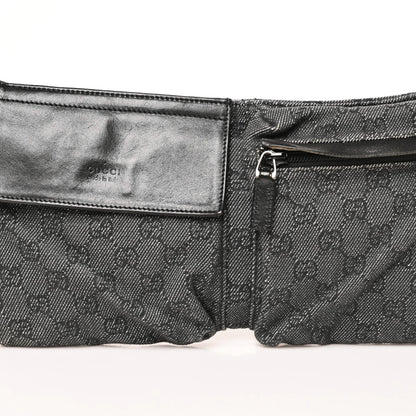 Gucci Denim Monogram Double Pocket Belt Bag Black 12 of 12