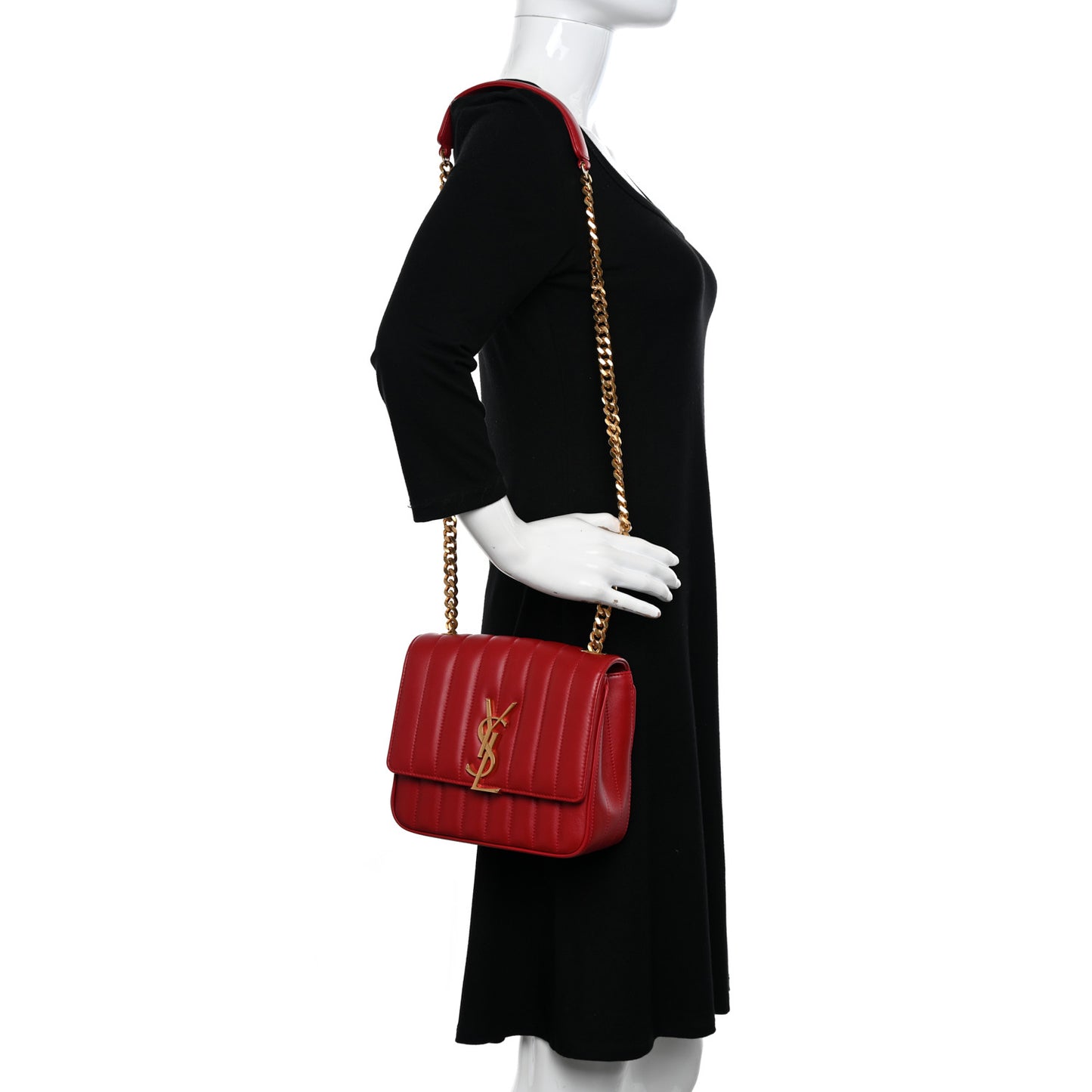Lambskin Matelasse Monogram Medium Vicky Chain Bag Rouge Eros