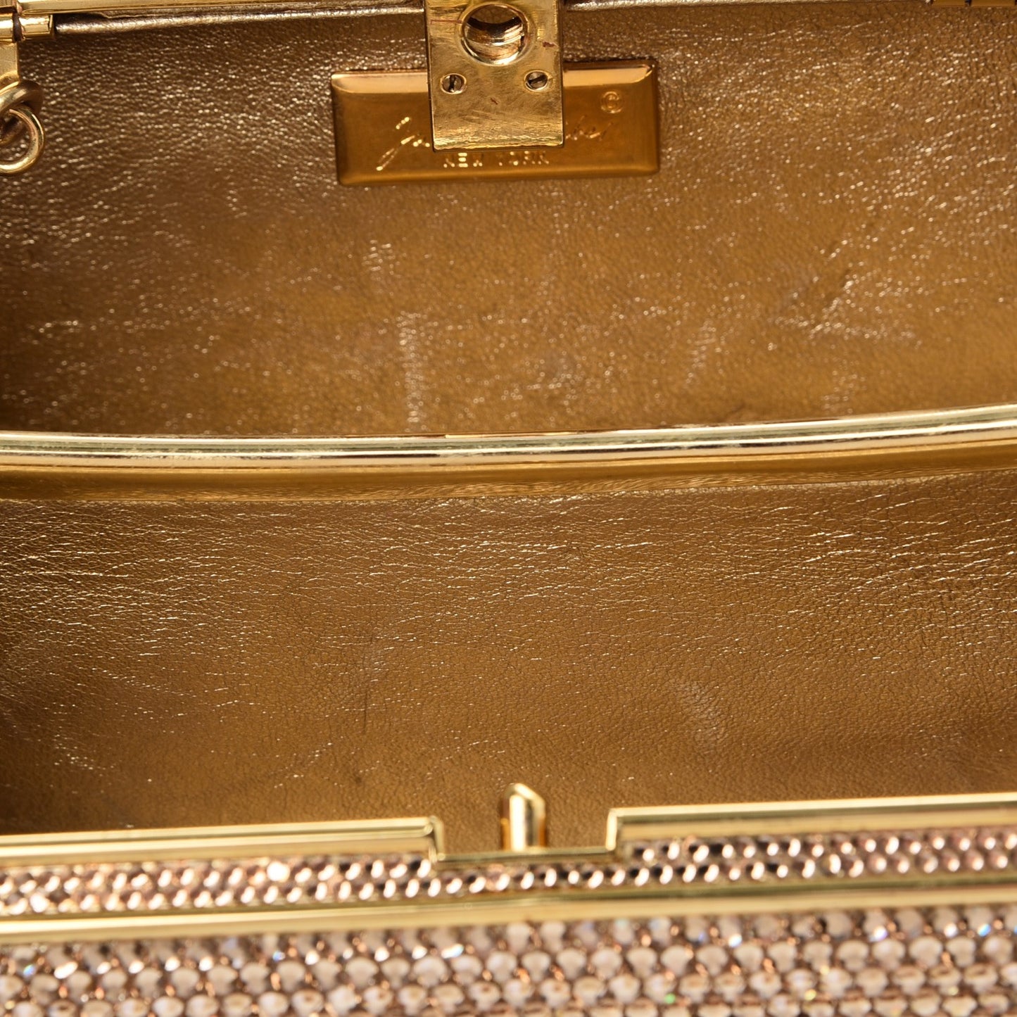 Swarovski Crystal Minaudiere Clutch Gold