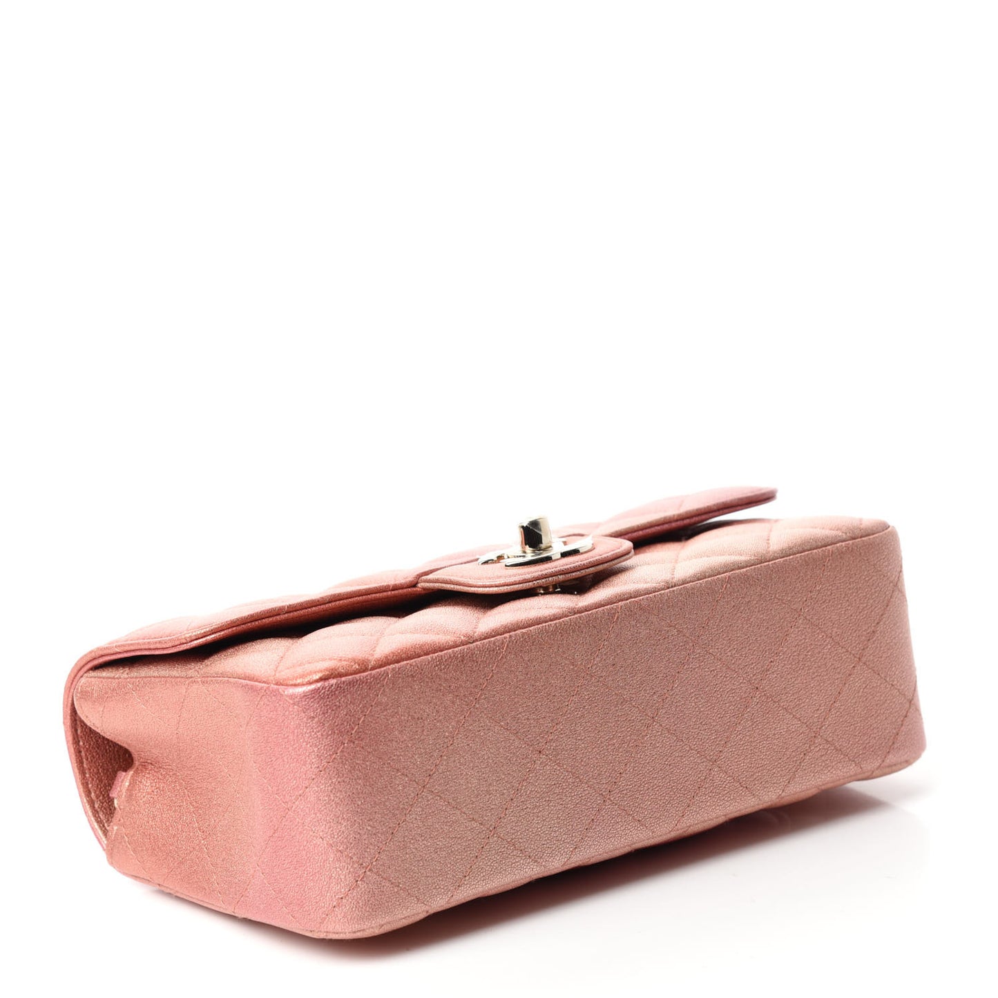 Metallic Lambskin Quilted Ombre Mini Rectangular Flap Pink