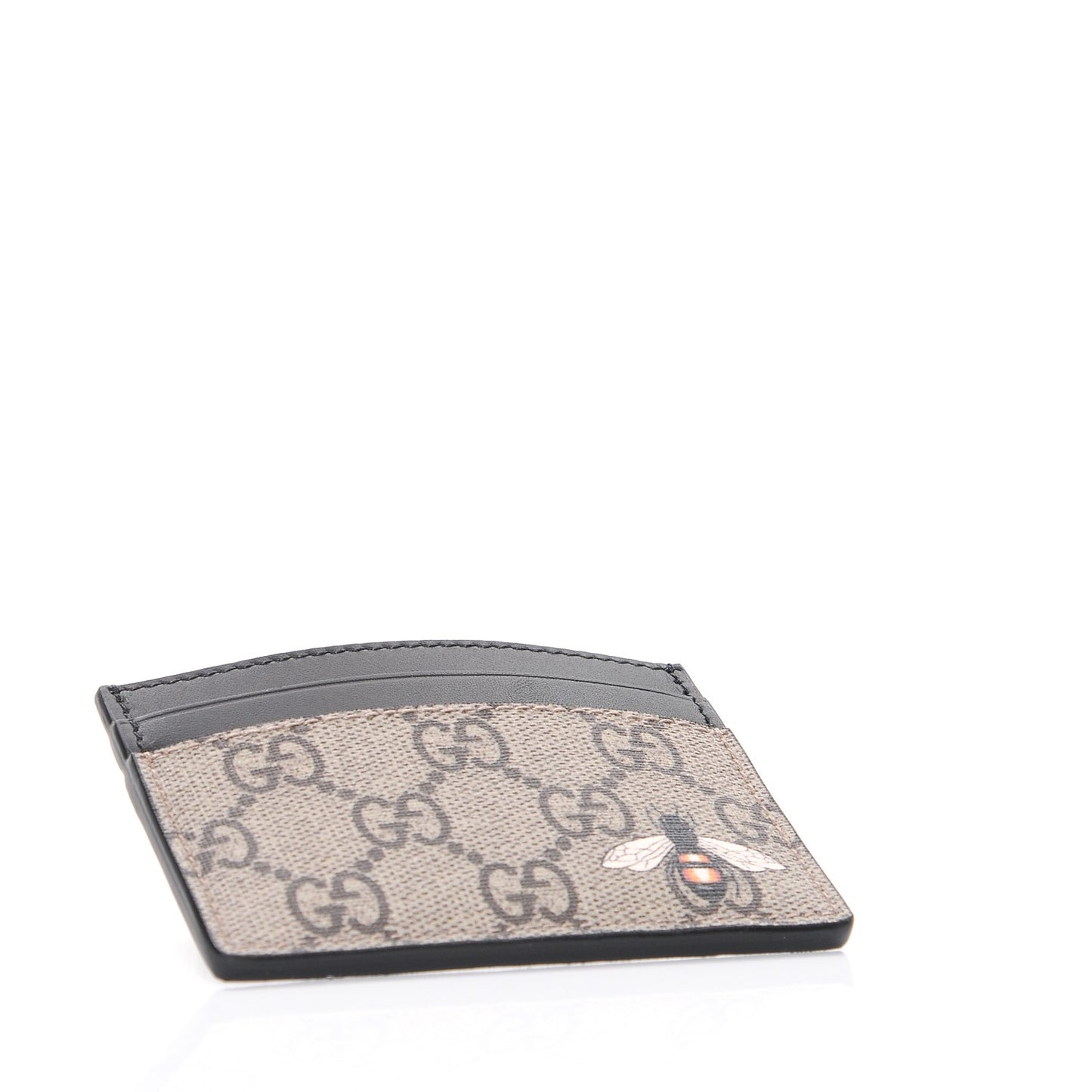 GG Supreme Monogram Bee Print Card Holder Black