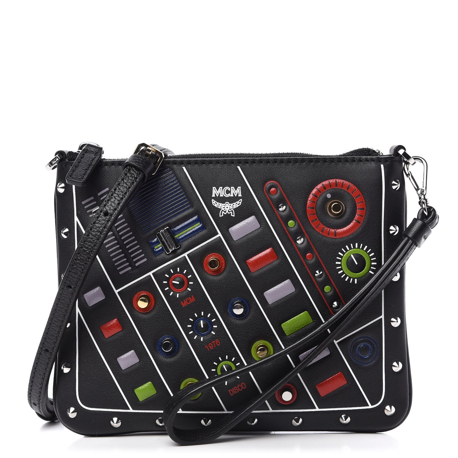 MCM Calfskin Studded Crossbody Black 1 of 9