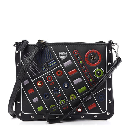 MCM Calfskin Studded Crossbody Black 1 of 9