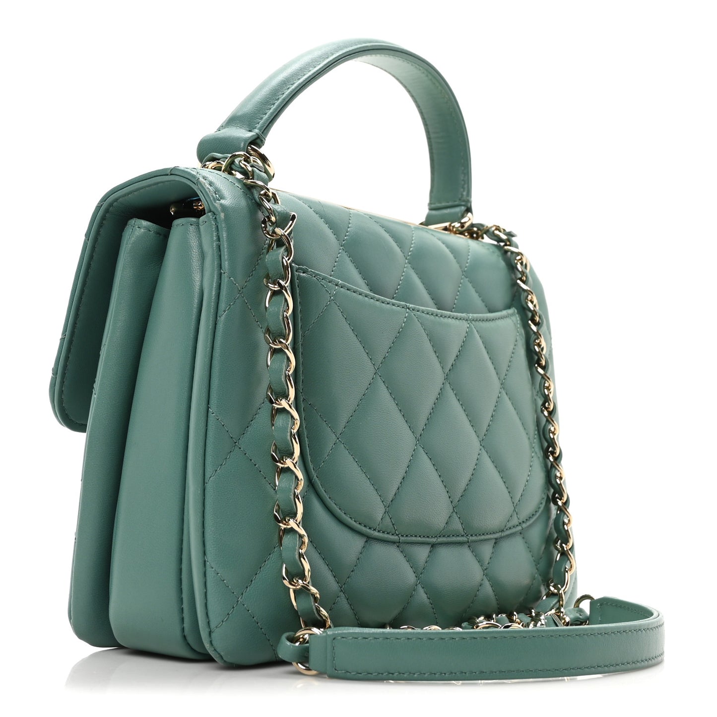Lambskin Quilted Small Trendy CC Flap Dual Handle Bag Light Green