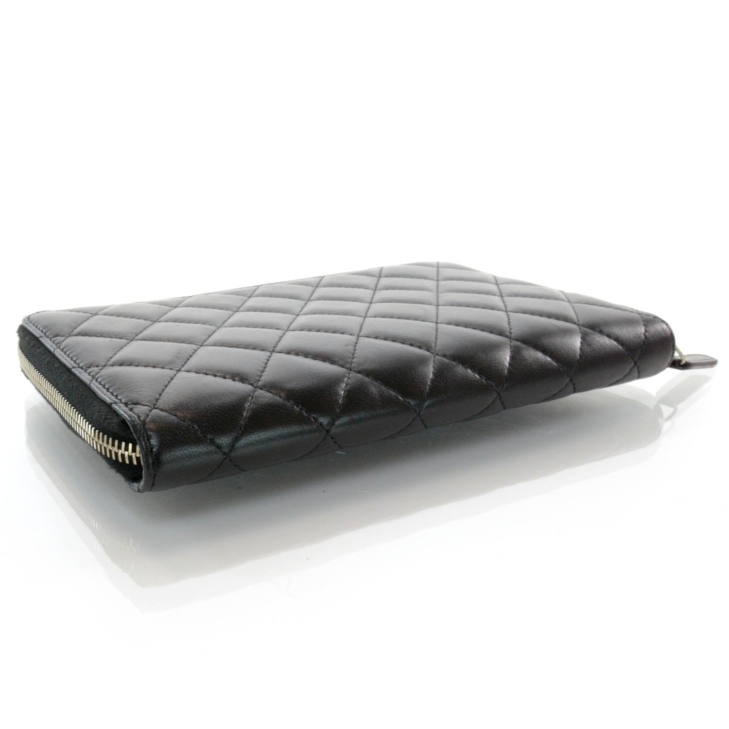 Chanel Lambskin Quilted Zip Around Wallet Black 4 of 9