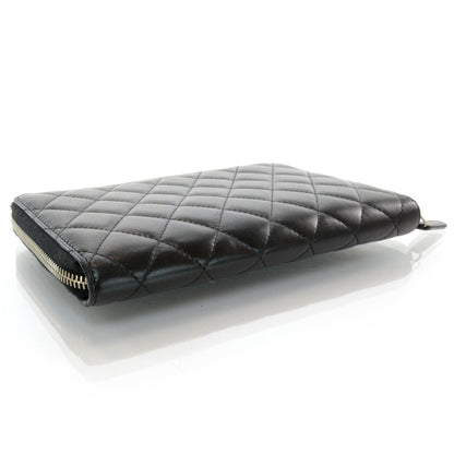 Chanel Lambskin Quilted Zip Around Wallet Black 4 of 9