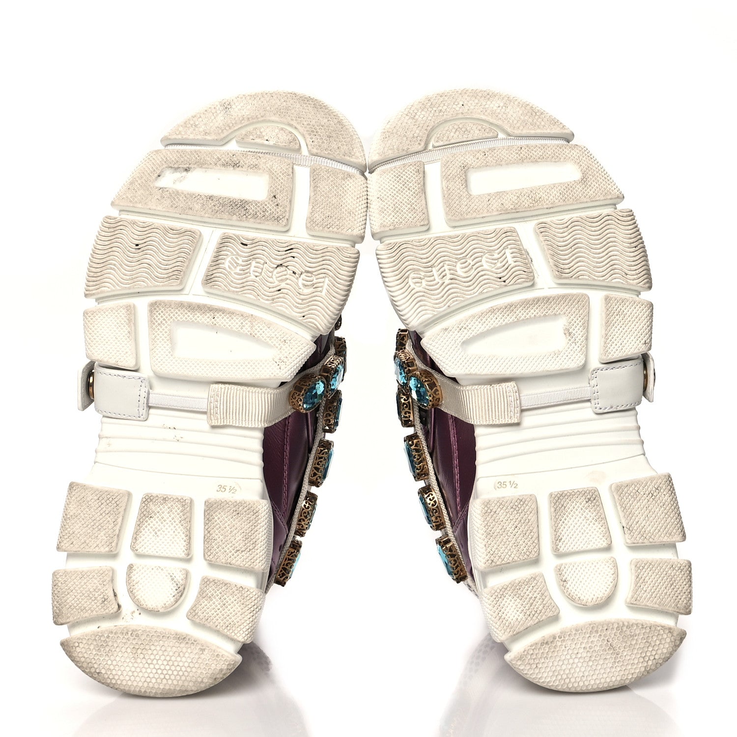 Gucci X SEGA Metallic Calfskin Mesh Removable Crystals Womens Flashtrek Sneakers 35.5 Rosa Great White Silver 5 of 9