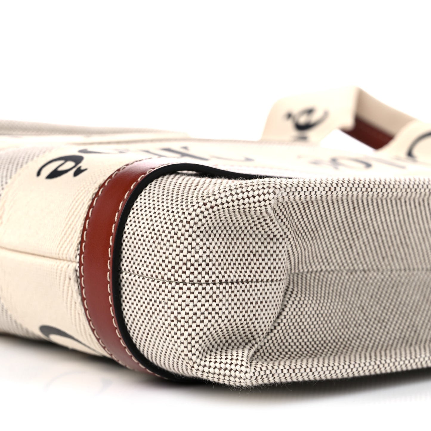 Cotton Calfskin Small Woody Ribbon Tote With Strap White Brown