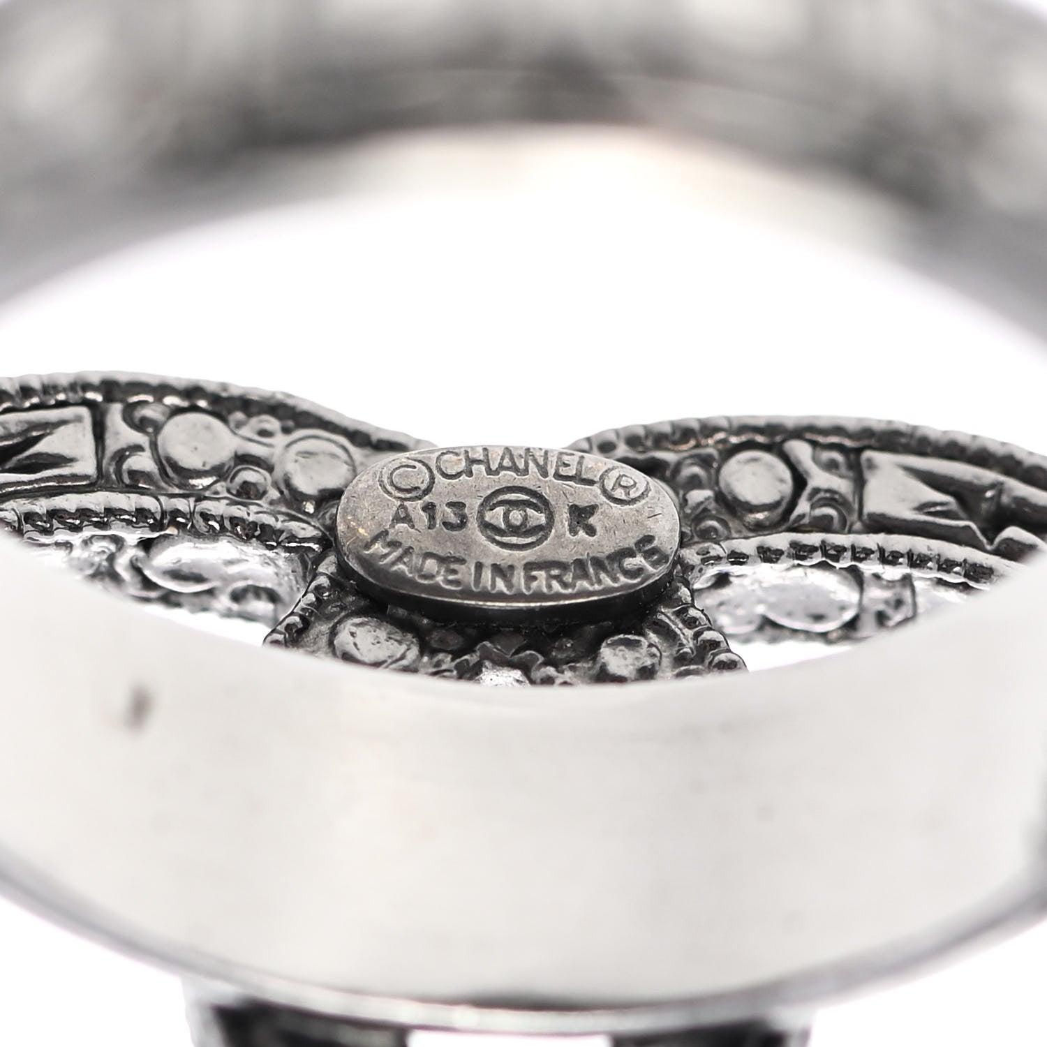 Chanel Ruthenium Crystal CC Ring 7 4 of 4