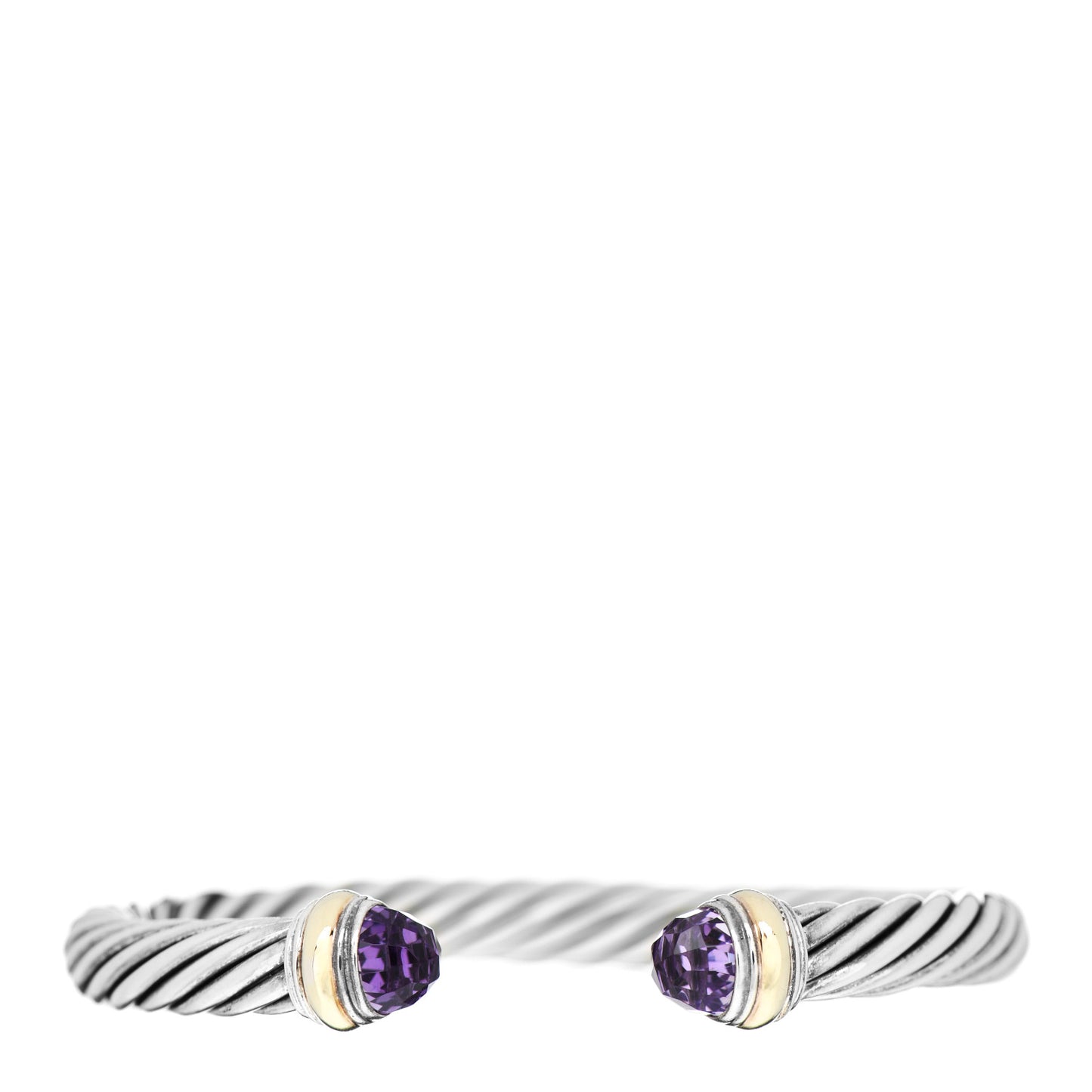 Sterling Silver 14K Yellow Gold Amethyst 7mm Cable Classics Bracelet