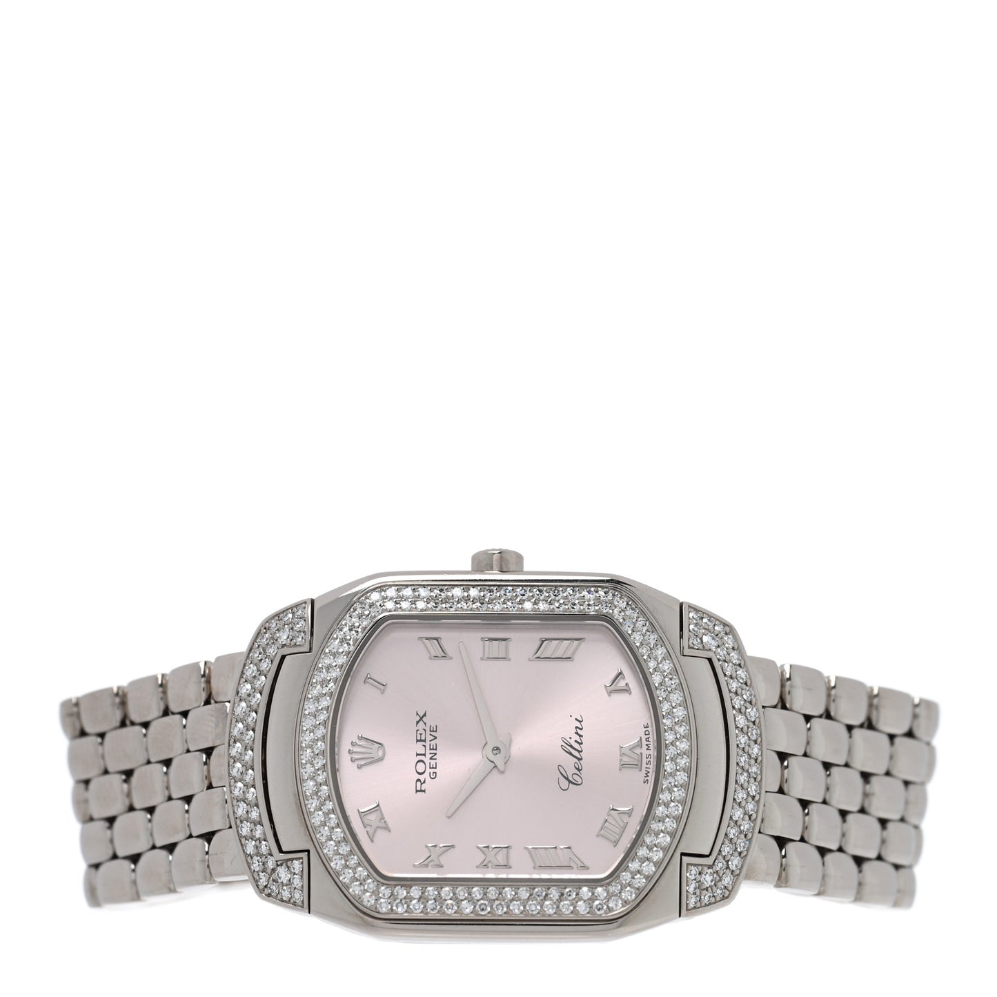18K White Gold Diamond 25mm Cellini Cellissima Quartz Watch Pink 6693