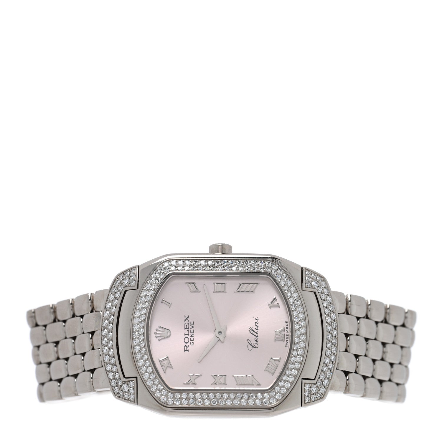 Rolex 18K White Gold Diamond 25mm Cellini Cellissima Quartz Watch Pink 6693 2 of 4